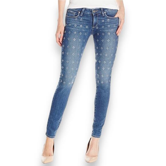 PAIGE Denim - Paige Verdugo Ultra Skinny Studded Women's 28  Blue Denim Skinny Jeans